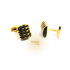 كبك ذهبي مبطن بحجر اسود Cufflinks