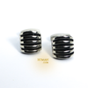  Cufflinks  كبك فضي مبطن بحجر اسود