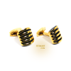 Cufflinks كبك ذهبي مبطن بحجر اسود  